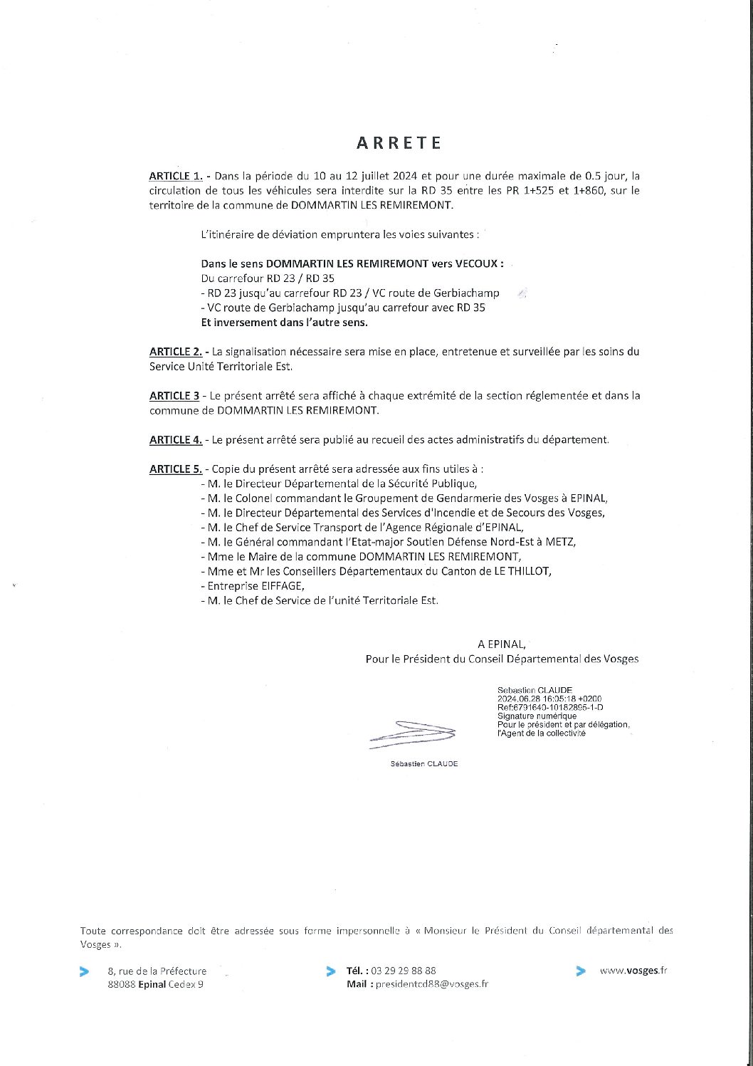 Arrêté Circulation